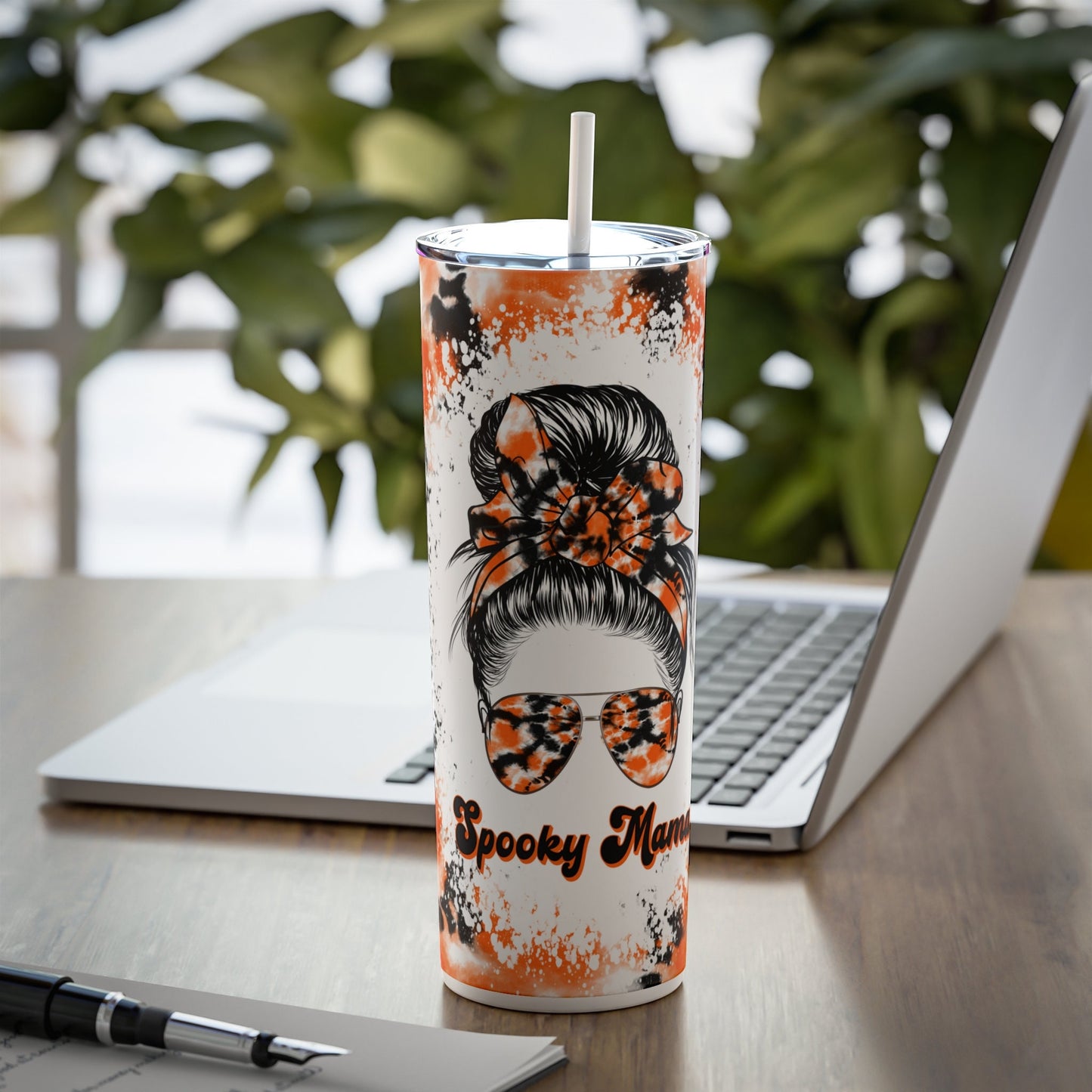Spooky Mama Halloween Skinny Tumbler with Straw, 20oz
