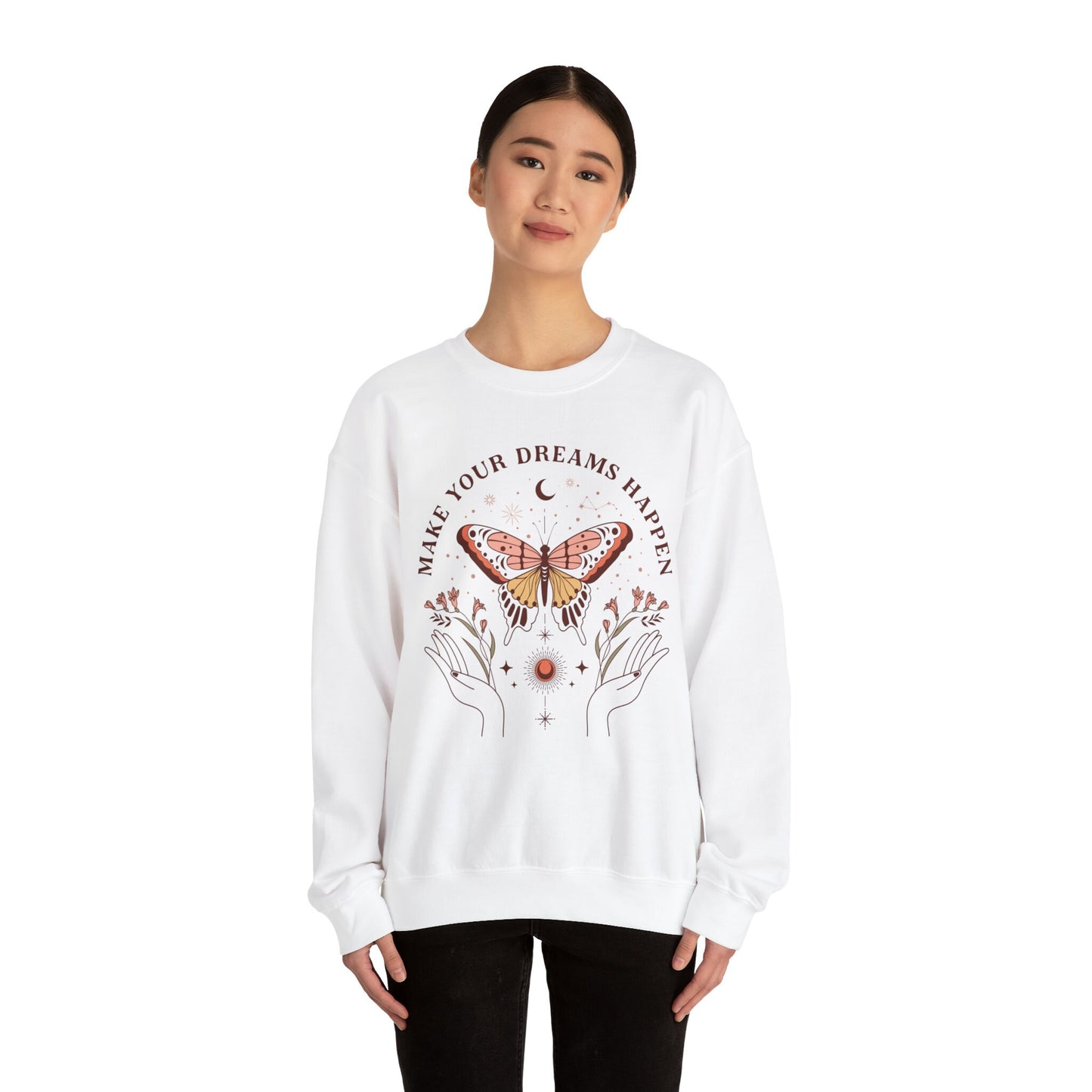 Boho Make Your Dreams Come True Sweatshirt, Butterfly Dreams Sweatshirt, Positive Message Sweatshirt, Boho Style Clothing