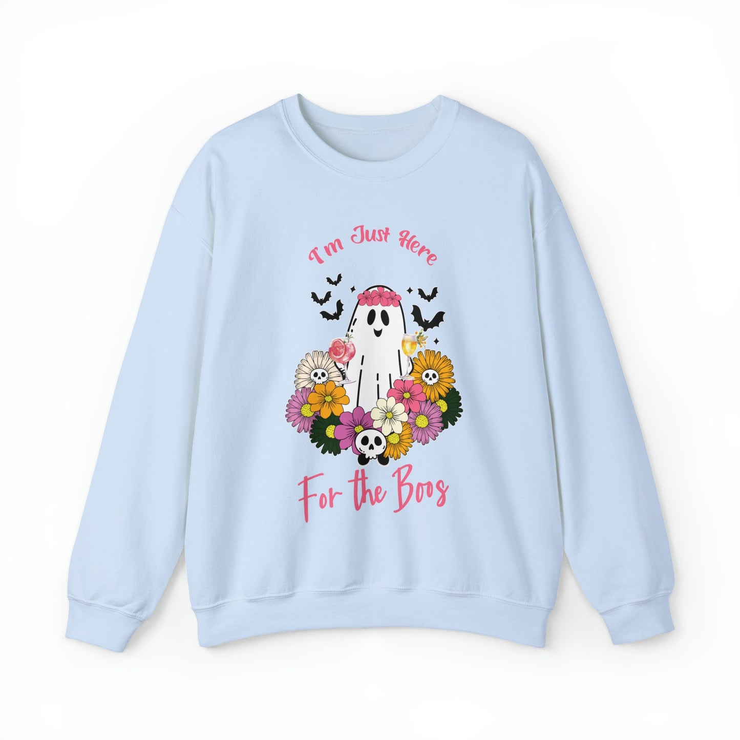 I'm Just Here For The Boos SweatShirt, Halloween Party Shirt, Flower and Booze Shirt, Halloween Themed Apparel, Drinking Humor Tee