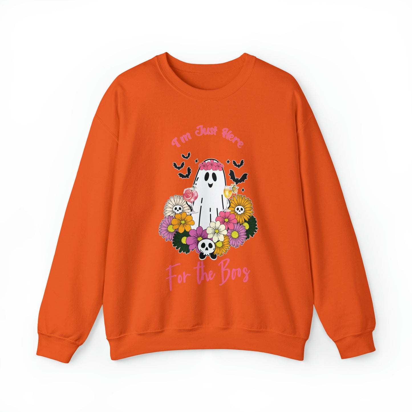 I'm Just Here For The Boos SweatShirt, Halloween Party Shirt, Flower and Booze Shirt, Halloween Themed Apparel, Drinking Humor Tee