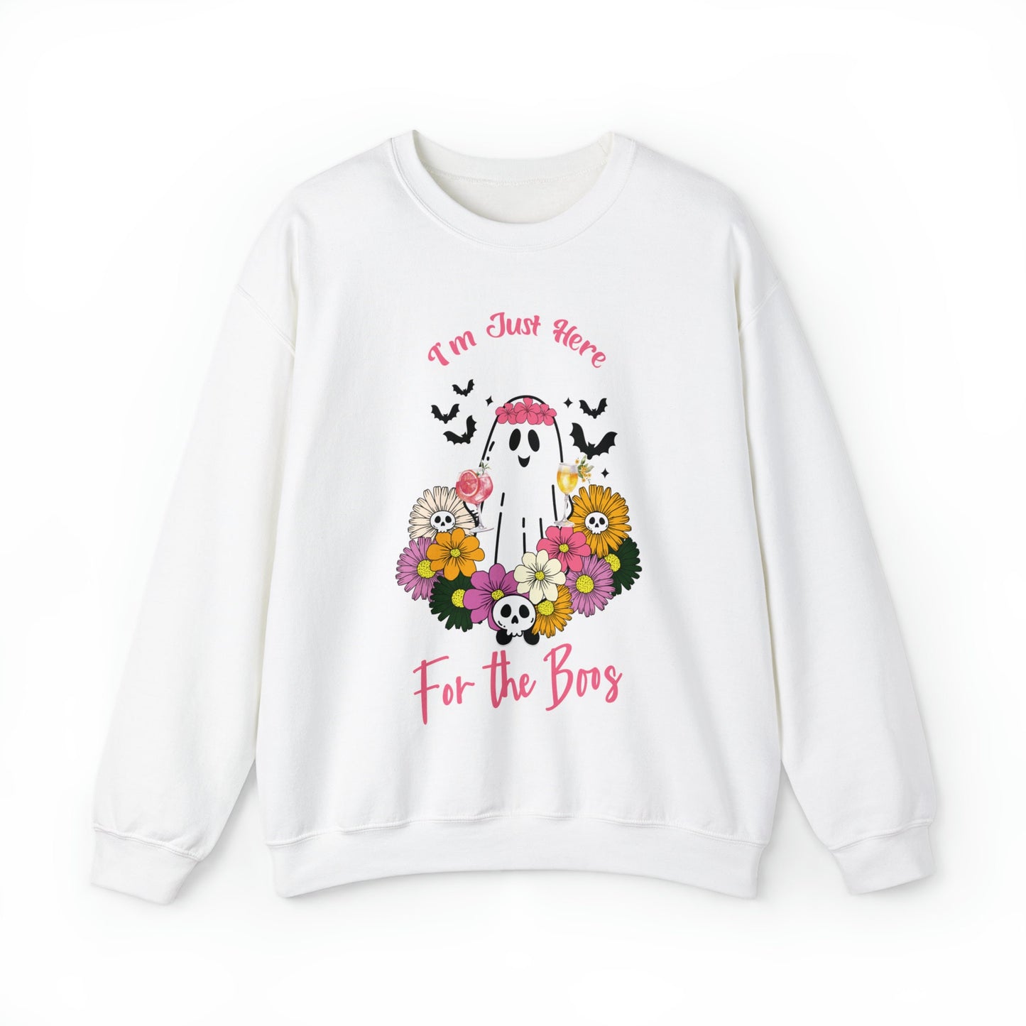 I'm Just Here For The Boos SweatShirt, Halloween Party Shirt, Flower and Booze Shirt, Halloween Themed Apparel, Drinking Humor Tee