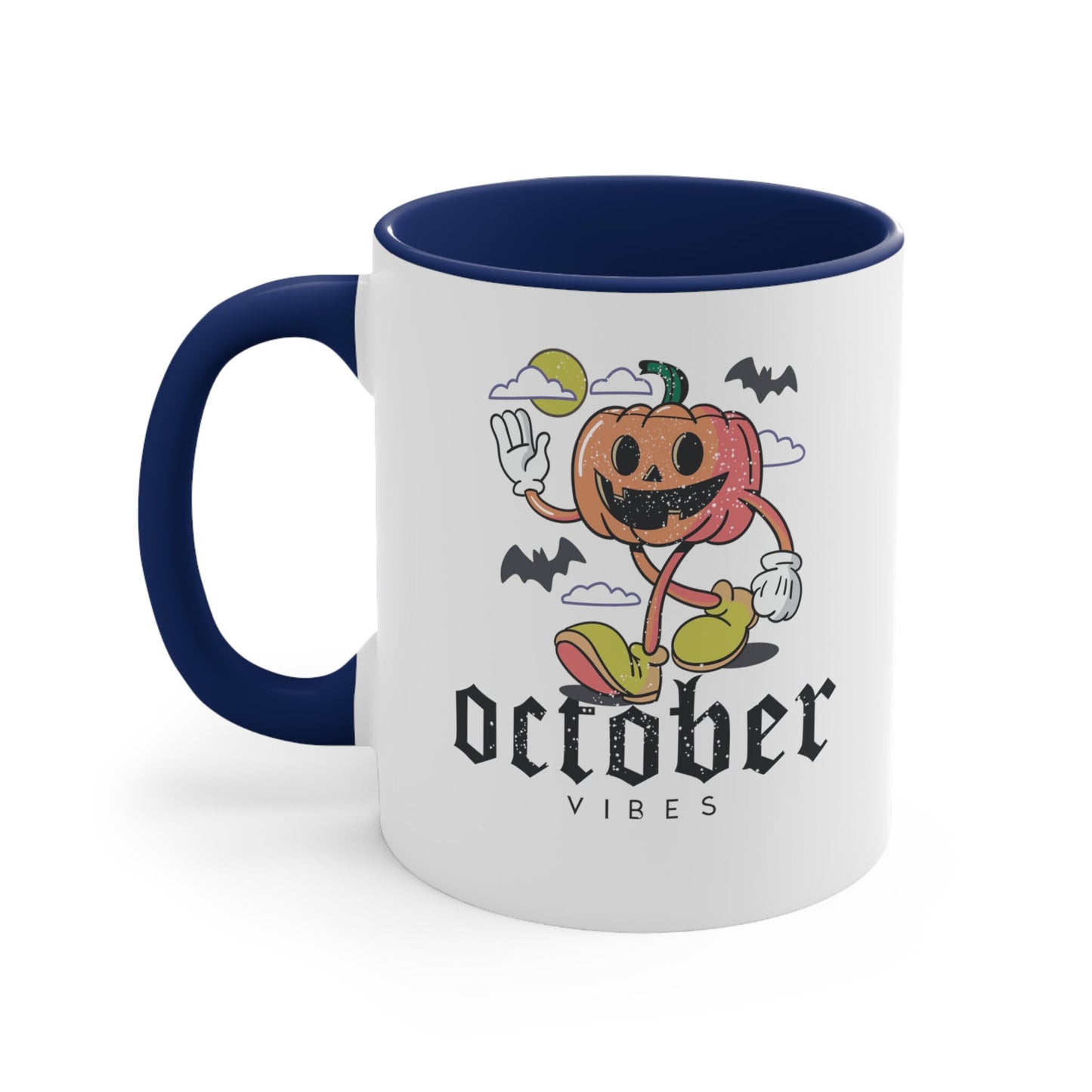 Retro Pumpkin October Vibes Mug, Halloween Mug, Retro Pumpkin Design, Vintage Halloween Mug, Walking Pumpkin Mug, Nostalgic October Mug