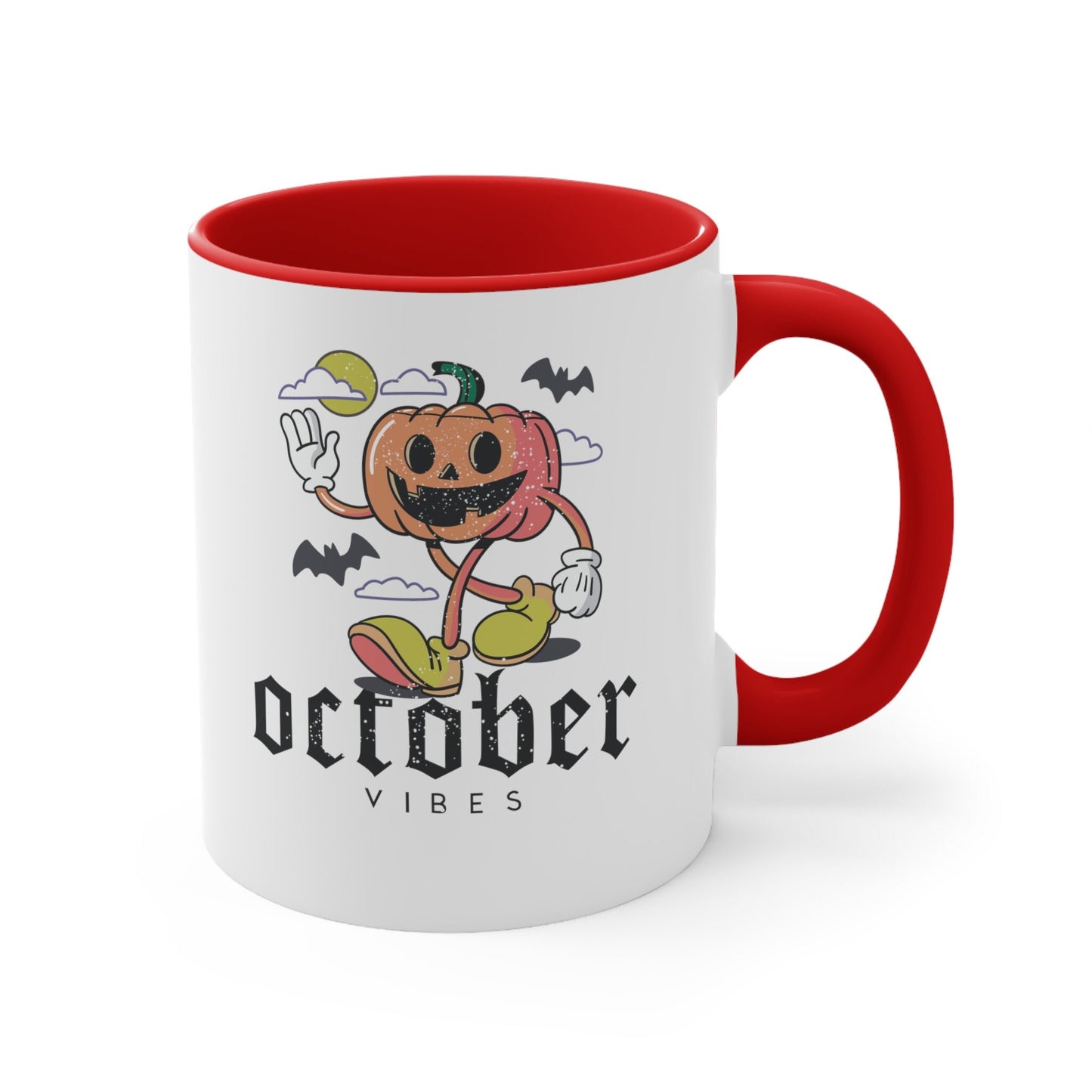 Retro Pumpkin October Vibes Mug, Halloween Mug, Retro Pumpkin Design, Vintage Halloween Mug, Walking Pumpkin Mug, Nostalgic October Mug