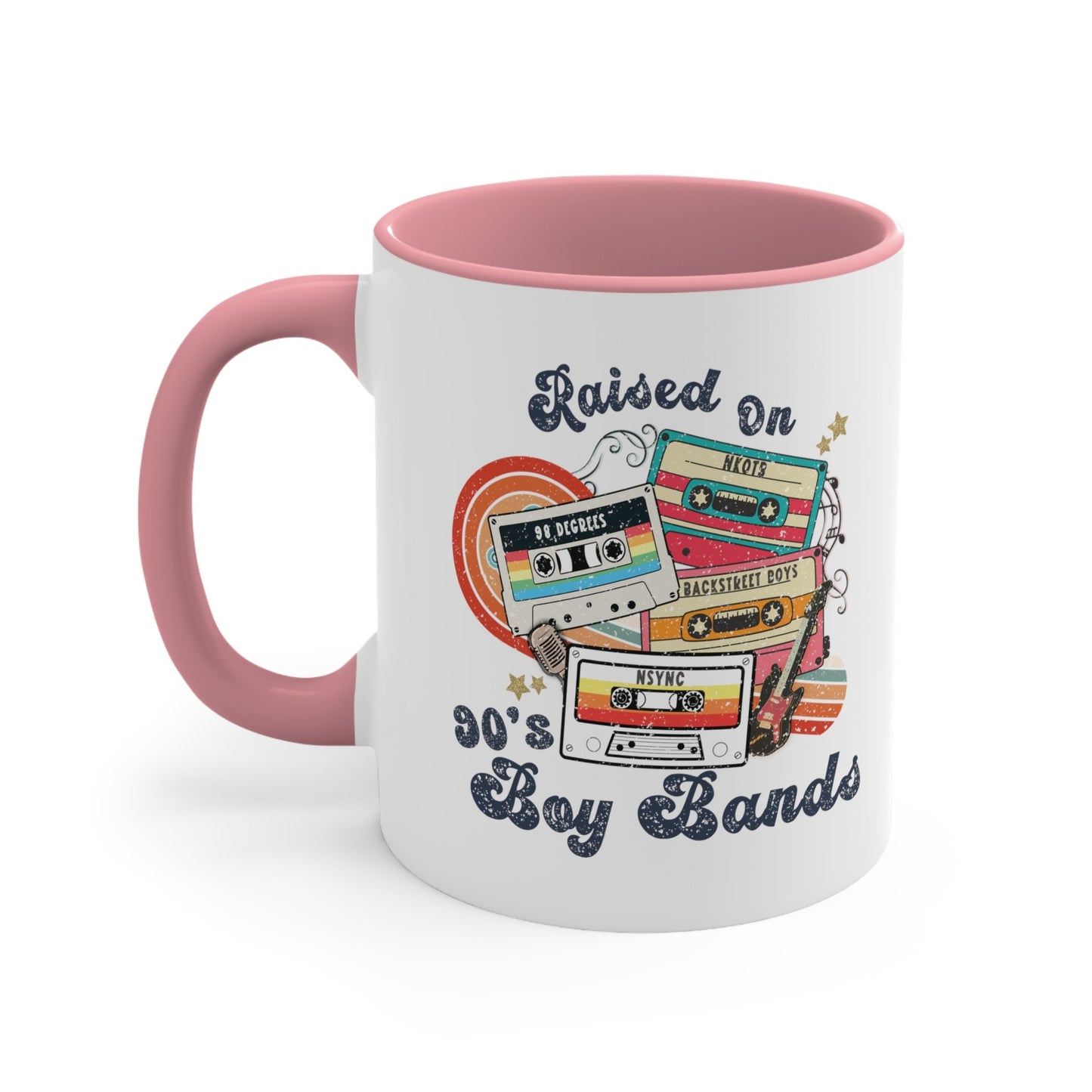 Raised on 90's Boy Band Coffee Mug, Nostalgic 90's Music Mug, Boy Band Gift for Fans, Old School Music Mug