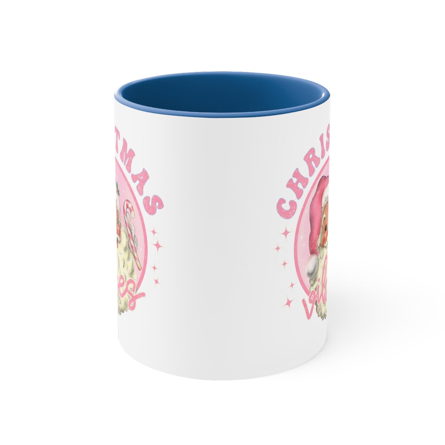 Vintage Pink Christmas Vibes Coffee Mug, Vintage Santa Mug, Santa Claus Mug, Retro Holiday Coffee and Tea Mug, Vintage Holiday Vibes