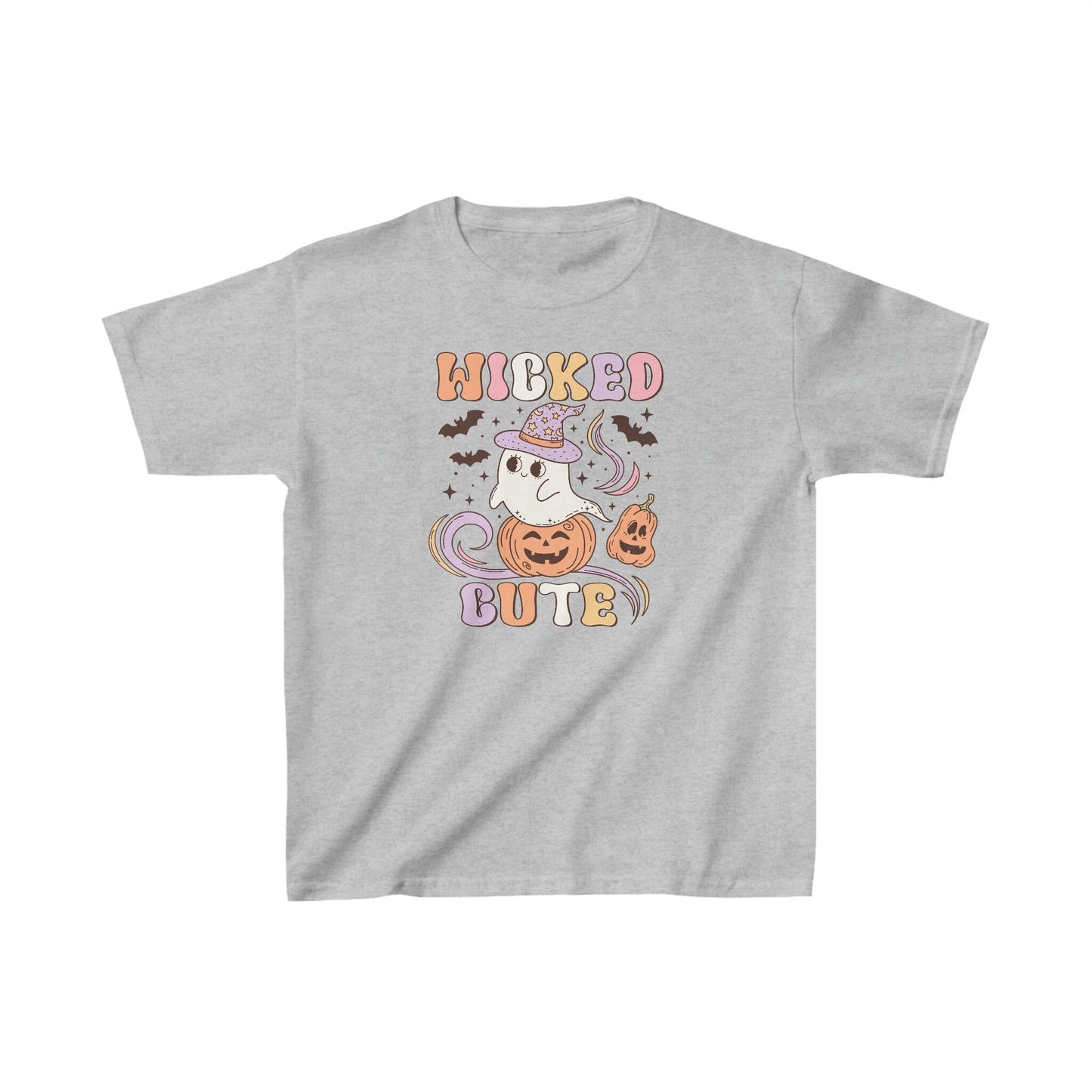Retro Kids Wicked But Cute Tee, Kids Halloween Shirt, Halloween Part Outfit, Cute Kids Ghost Apparel, Kid Friendly Spooky Shirt