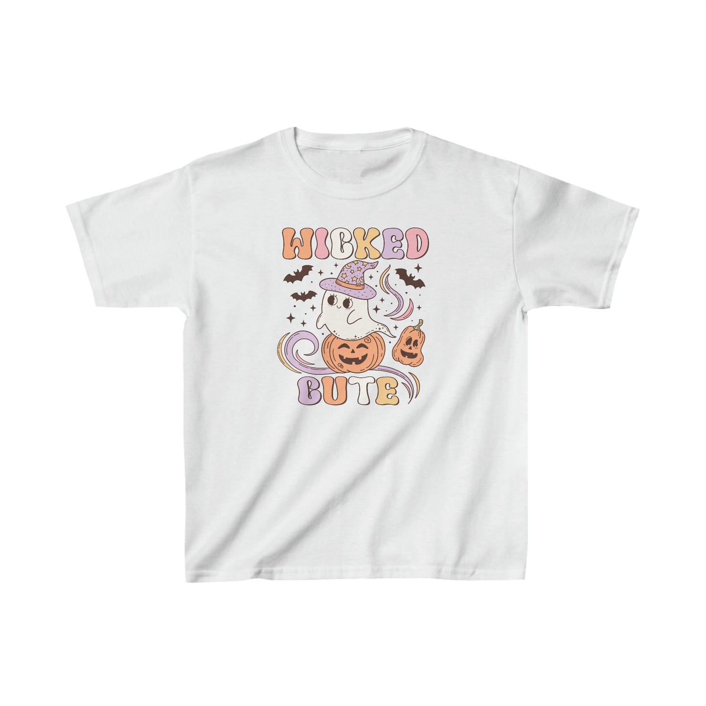 Retro Kids Wicked But Cute Tee, Kids Halloween Shirt, Halloween Part Outfit, Cute Kids Ghost Apparel, Kid Friendly Spooky Shirt