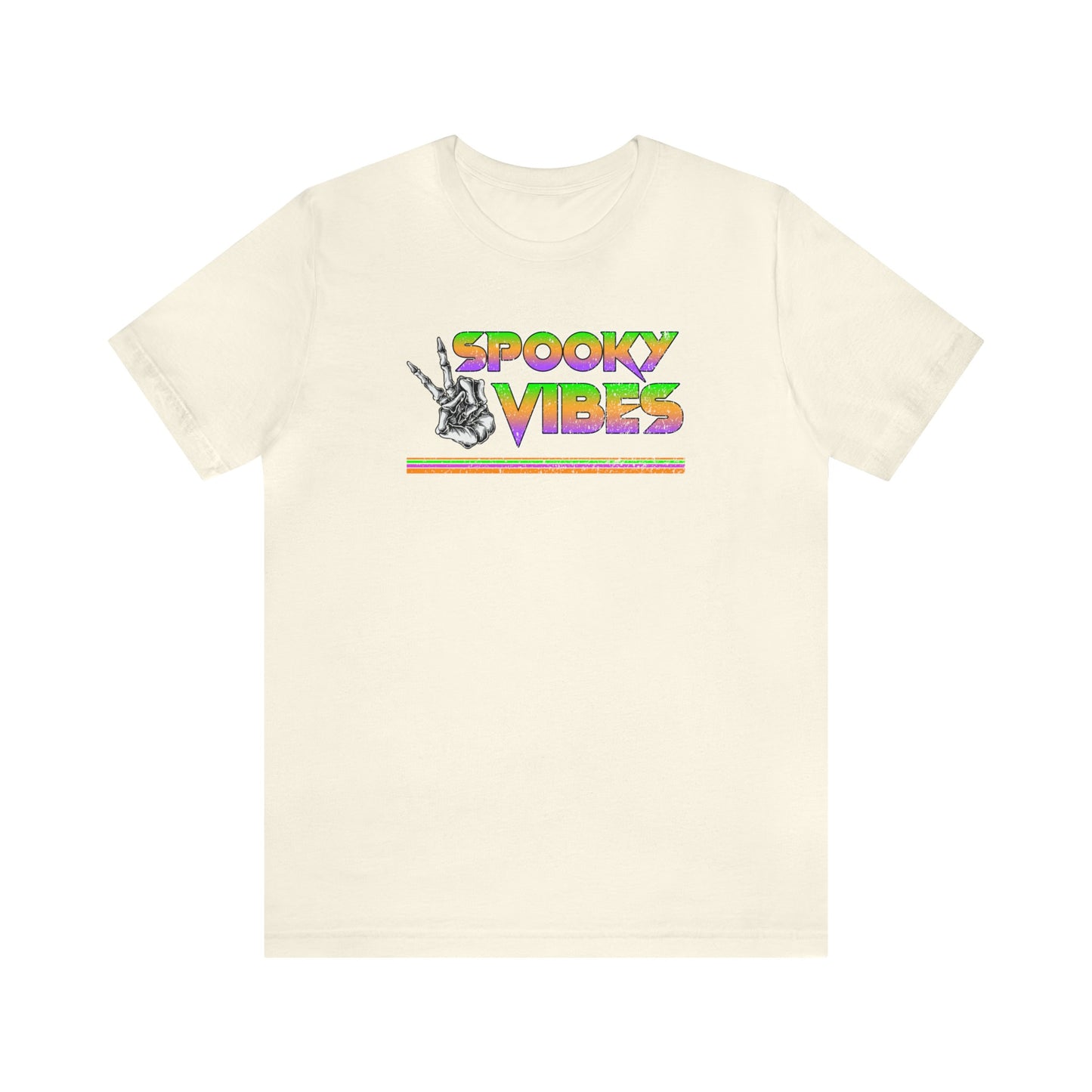 Retro Spooky Vibes Halloween Tee, Retro Halloween tee, Spooky Vibes T-Shirt, Skeleton Hand Peace Sign