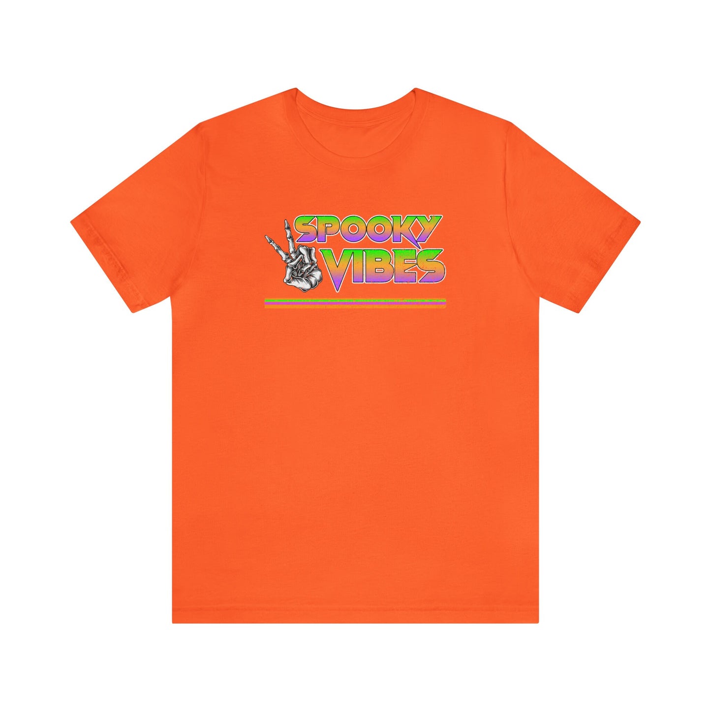 Retro Spooky Vibes Halloween Tee, Retro Halloween tee, Spooky Vibes T-Shirt, Skeleton Hand Peace Sign