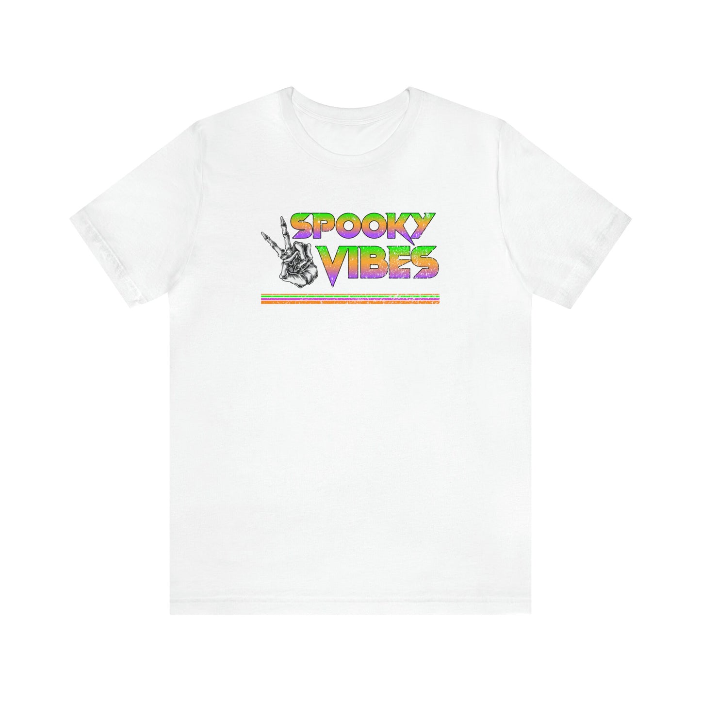 Retro Spooky Vibes Halloween Tee, Retro Halloween tee, Spooky Vibes T-Shirt, Skeleton Hand Peace Sign