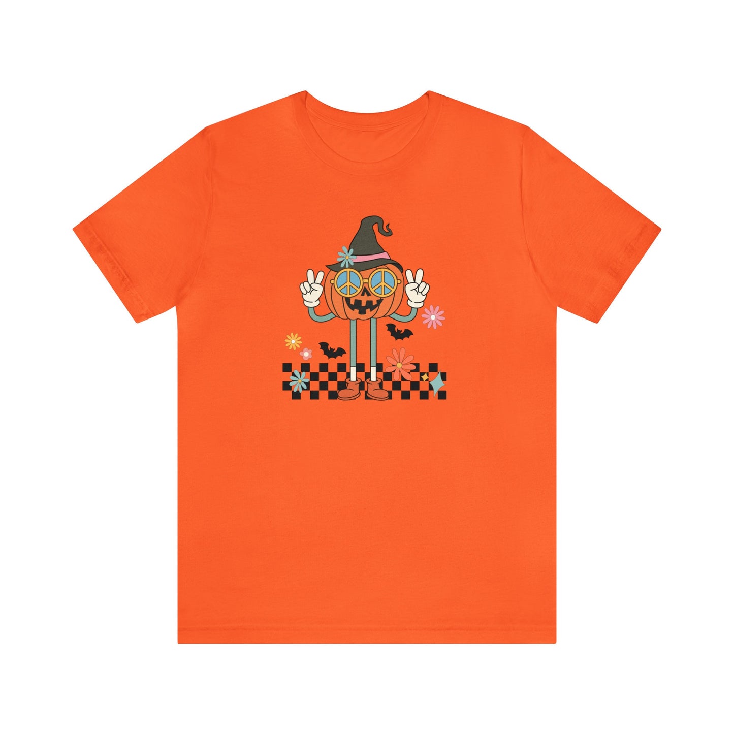 Retro Peace Sign Pumpkin T-Shirt, Nostalgic Halloween Tee, Retro Peaceful Pumpkin Design, Halloween T-Shirt, 70's Inspired Pumpkin Tee,