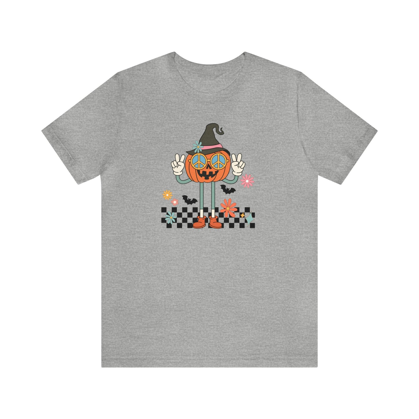 Retro Peace Sign Pumpkin T-Shirt, Nostalgic Halloween Tee, Retro Peaceful Pumpkin Design, Halloween T-Shirt, 70's Inspired Pumpkin Tee,