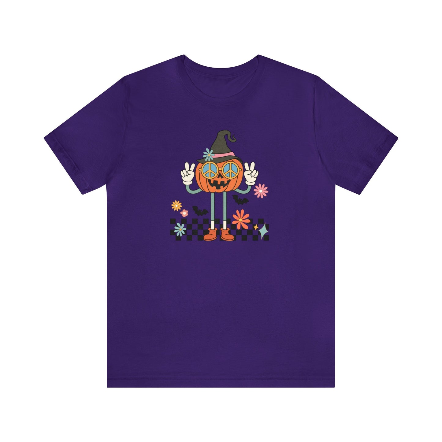 Retro Peace Sign Pumpkin T-Shirt, Nostalgic Halloween Tee, Retro Peaceful Pumpkin Design, Halloween T-Shirt, 70's Inspired Pumpkin Tee,