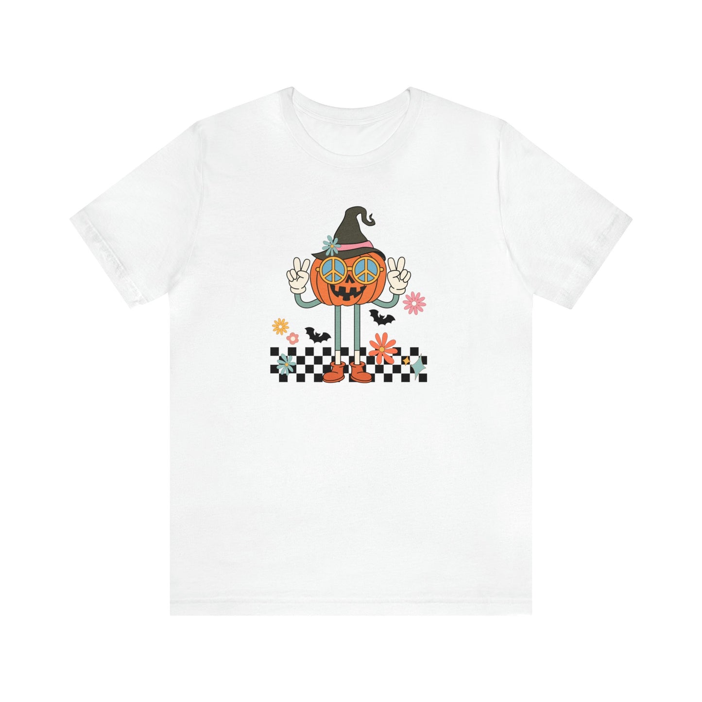 Retro Peace Sign Pumpkin T-Shirt, Nostalgic Halloween Tee, Retro Peaceful Pumpkin Design, Halloween T-Shirt, 70's Inspired Pumpkin Tee,