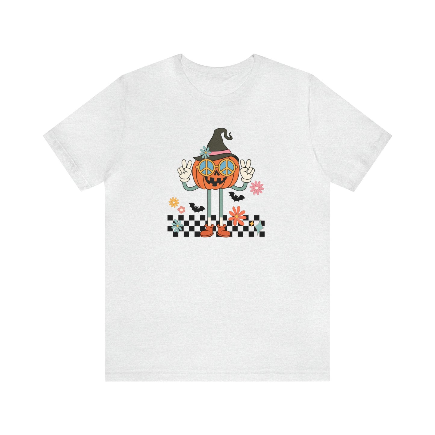 Retro Peace Sign Pumpkin T-Shirt, Nostalgic Halloween Tee, Retro Peaceful Pumpkin Design, Halloween T-Shirt, 70's Inspired Pumpkin Tee,