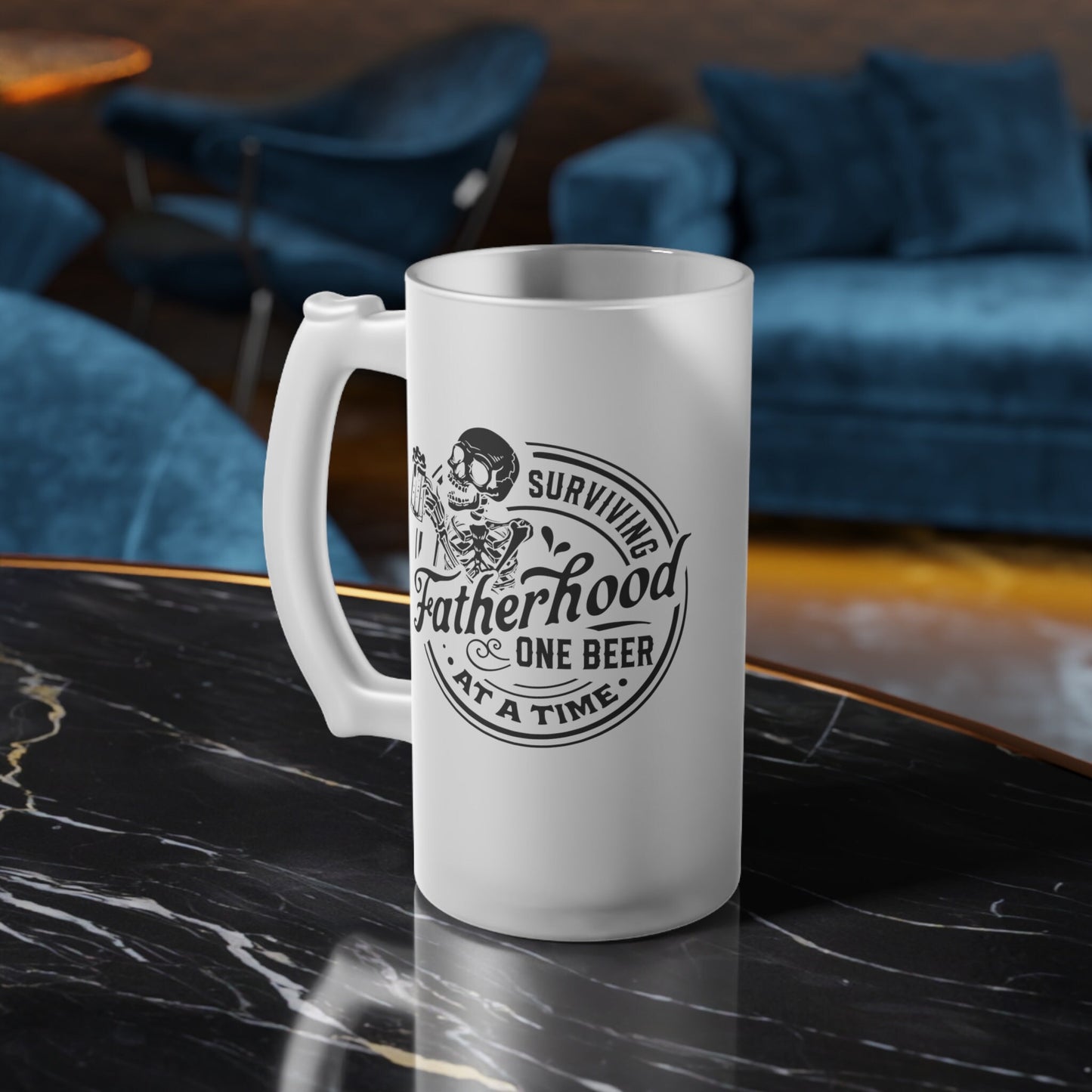 Funny Fatherhood Frosted Glass Beer Mug