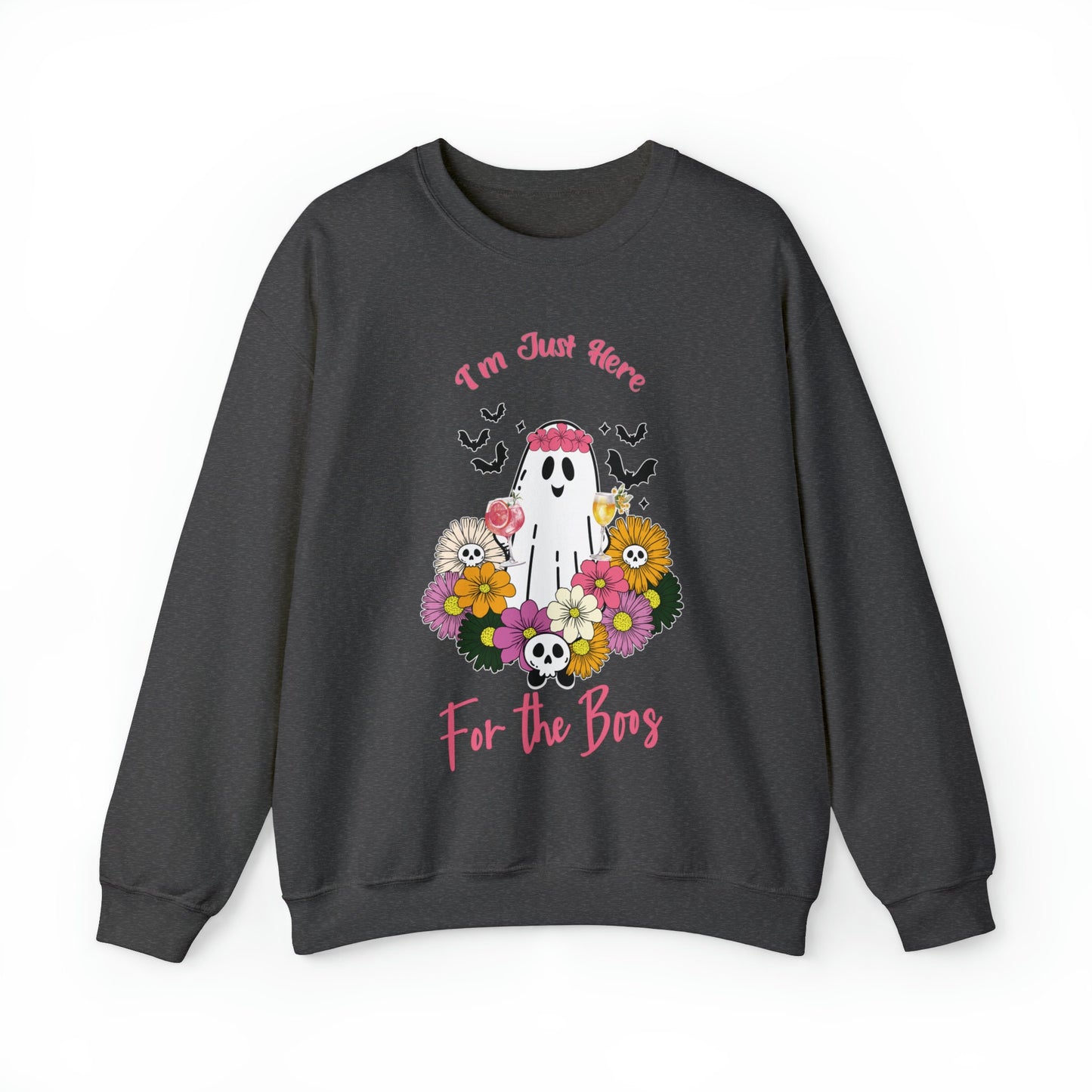 I'm Just Here For The Boos SweatShirt, Halloween Party Shirt, Flower and Booze Shirt, Halloween Themed Apparel, Drinking Humor Tee