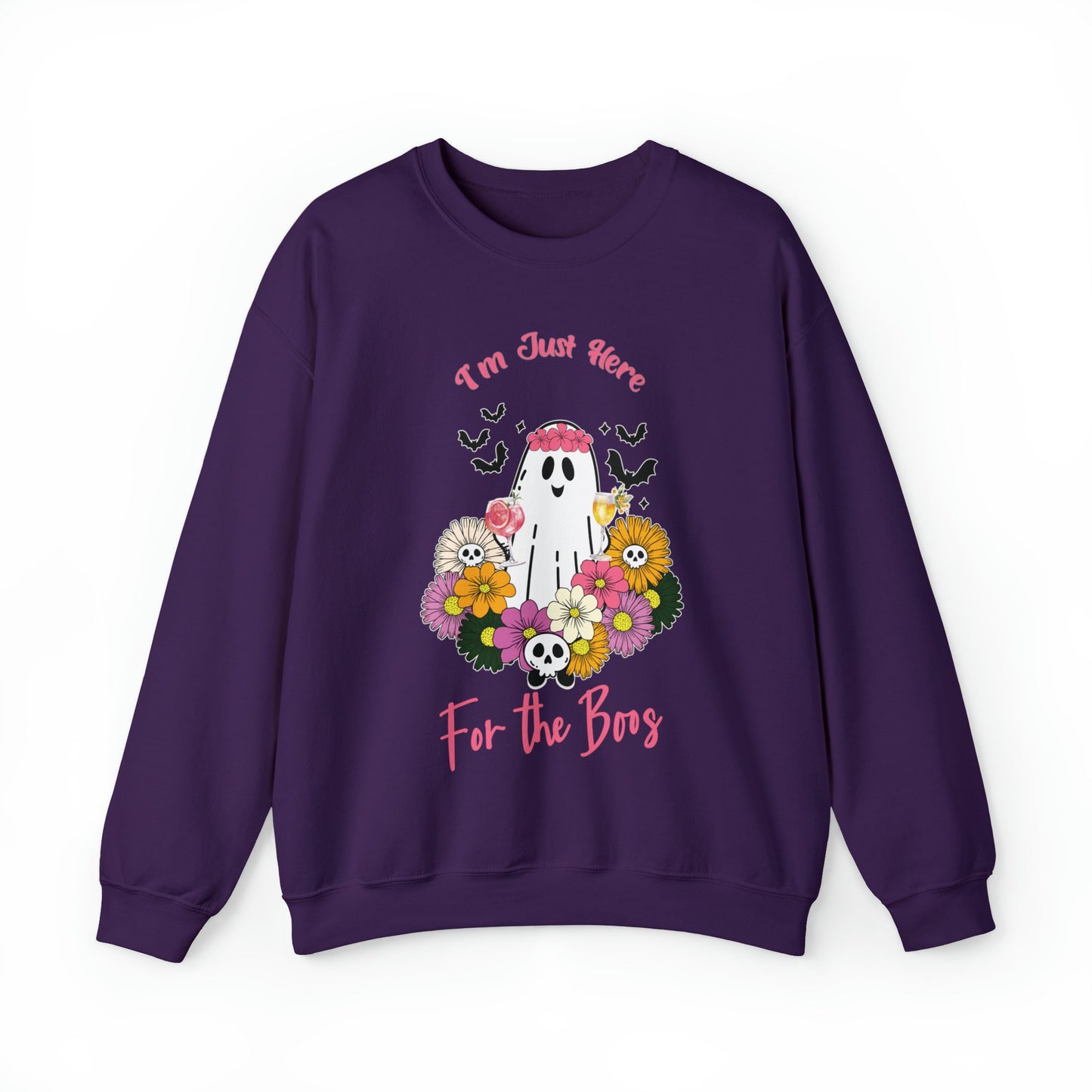 I'm Just Here For The Boos SweatShirt, Halloween Party Shirt, Flower and Booze Shirt, Halloween Themed Apparel, Drinking Humor Tee