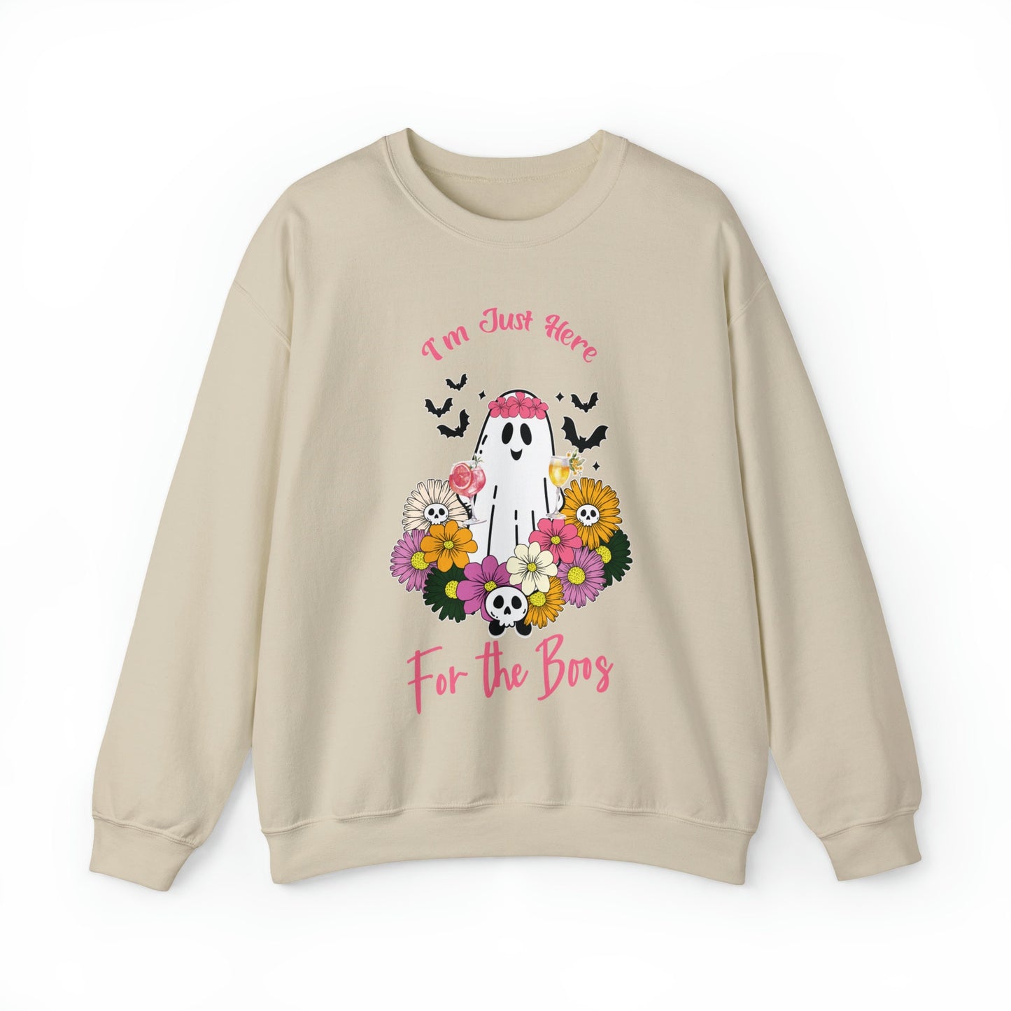 I'm Just Here For The Boos SweatShirt, Halloween Party Shirt, Flower and Booze Shirt, Halloween Themed Apparel, Drinking Humor Tee