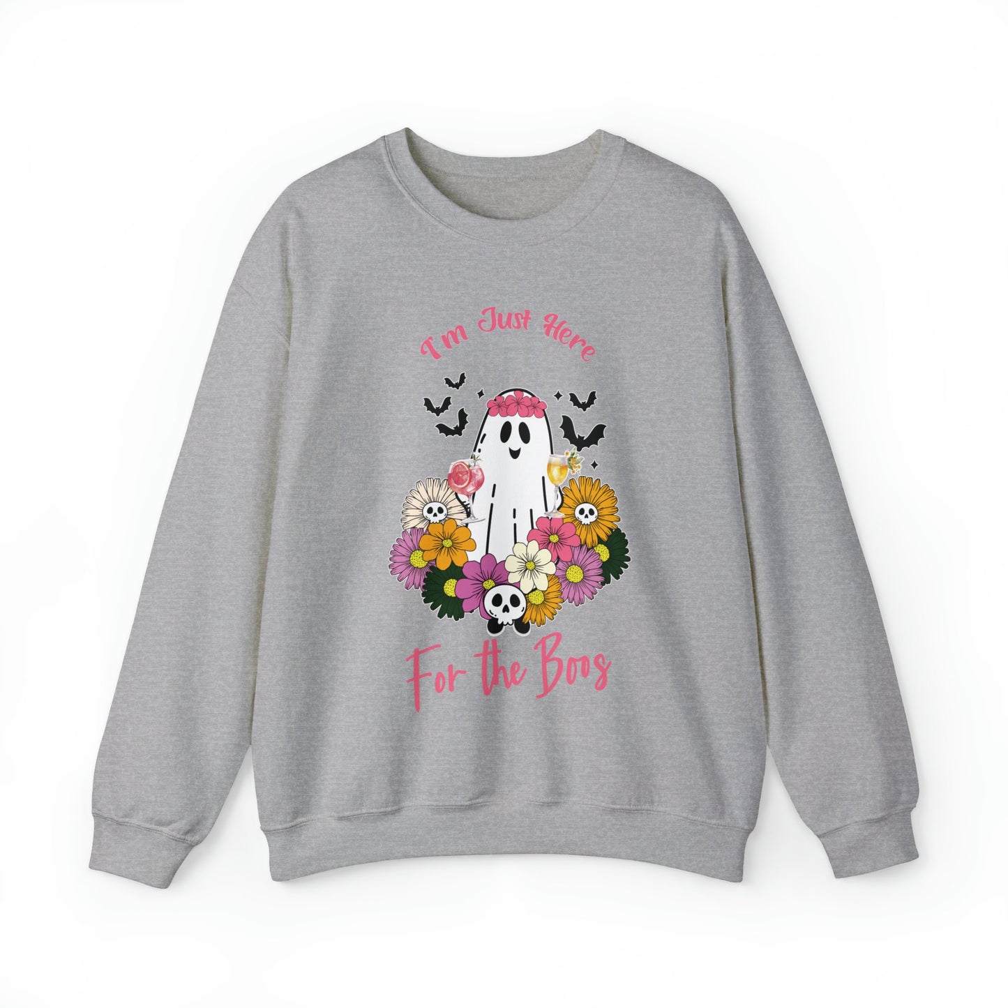 I'm Just Here For The Boos SweatShirt, Halloween Party Shirt, Flower and Booze Shirt, Halloween Themed Apparel, Drinking Humor Tee