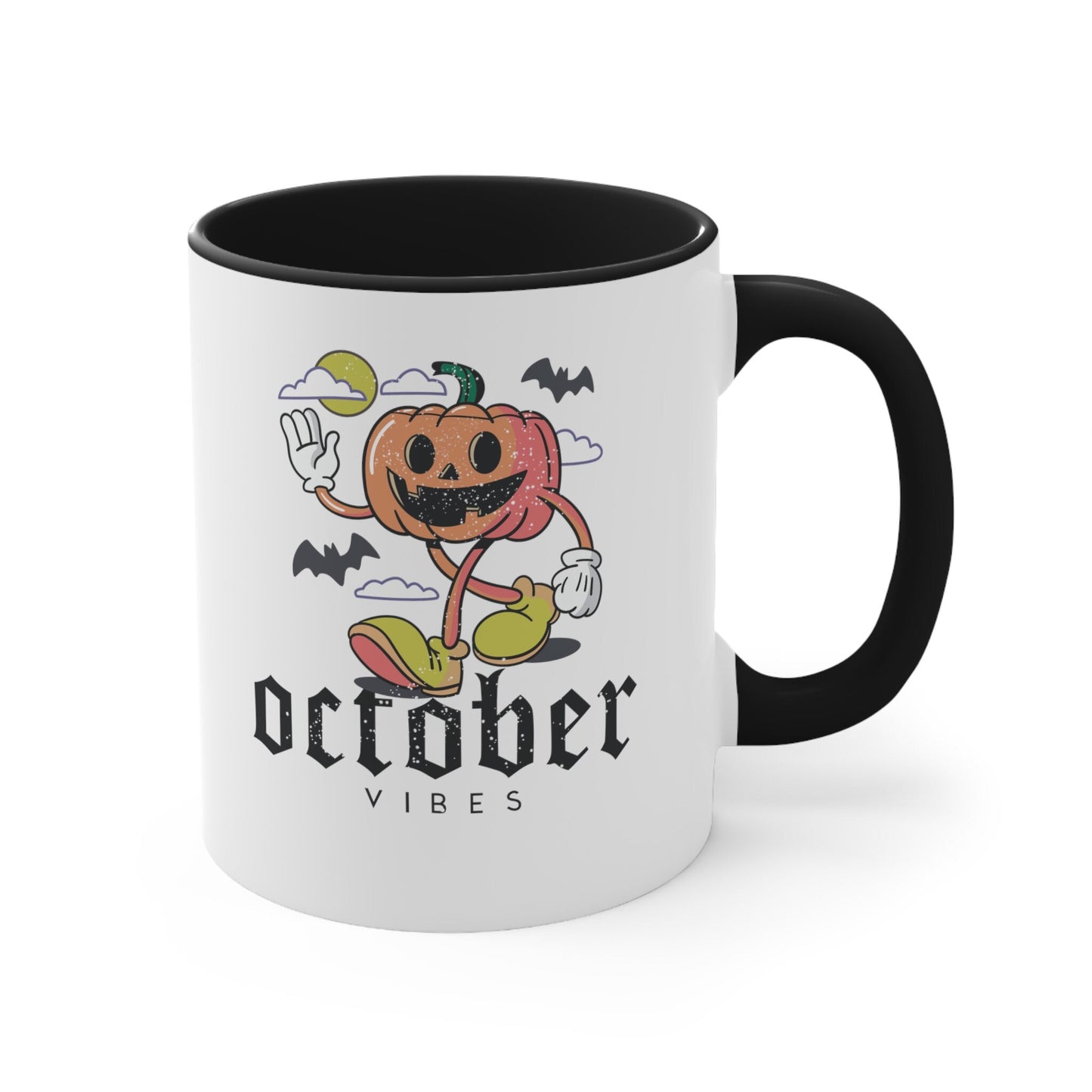 Retro Pumpkin October Vibes Mug, Halloween Mug, Retro Pumpkin Design, Vintage Halloween Mug, Walking Pumpkin Mug, Nostalgic October Mug