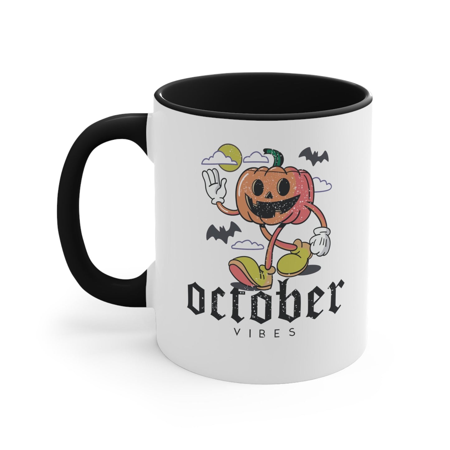 Retro Pumpkin October Vibes Mug, Halloween Mug, Retro Pumpkin Design, Vintage Halloween Mug, Walking Pumpkin Mug, Nostalgic October Mug