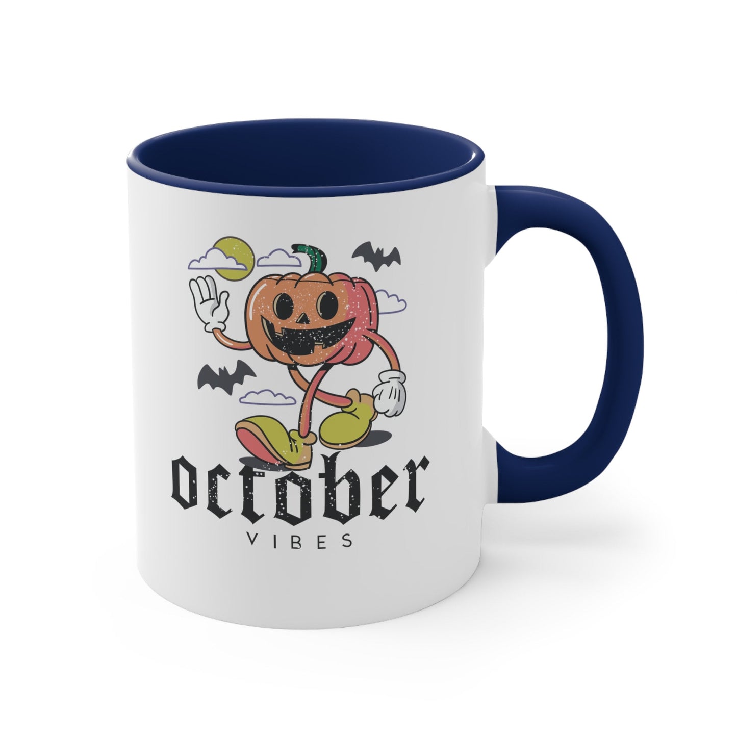 Retro Pumpkin October Vibes Mug, Halloween Mug, Retro Pumpkin Design, Vintage Halloween Mug, Walking Pumpkin Mug, Nostalgic October Mug