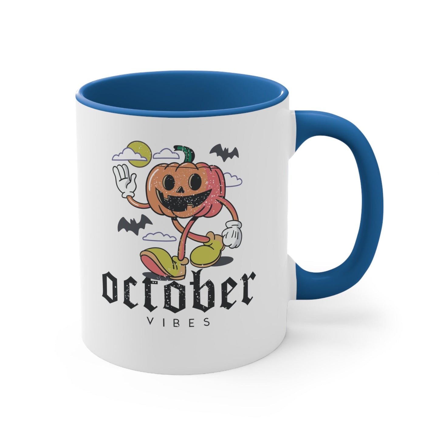 Retro Pumpkin October Vibes Mug, Halloween Mug, Retro Pumpkin Design, Vintage Halloween Mug, Walking Pumpkin Mug, Nostalgic October Mug