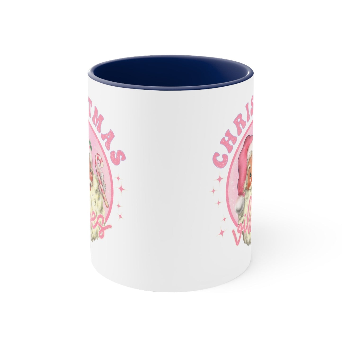 Vintage Pink Christmas Vibes Coffee Mug, Vintage Santa Mug, Santa Claus Mug, Retro Holiday Coffee and Tea Mug, Vintage Holiday Vibes