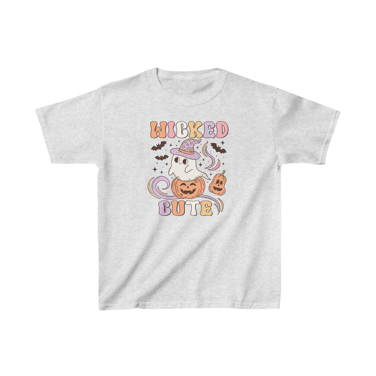 Retro Kids Wicked But Cute Tee, Kids Halloween Shirt, Halloween Part Outfit, Cute Kids Ghost Apparel, Kid Friendly Spooky Shirt