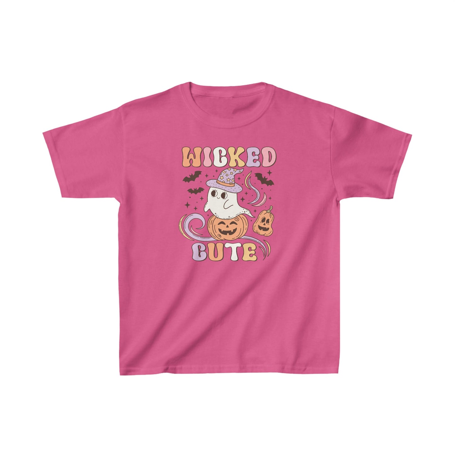 Retro Kids Wicked But Cute Tee, Kids Halloween Shirt, Halloween Part Outfit, Cute Kids Ghost Apparel, Kid Friendly Spooky Shirt