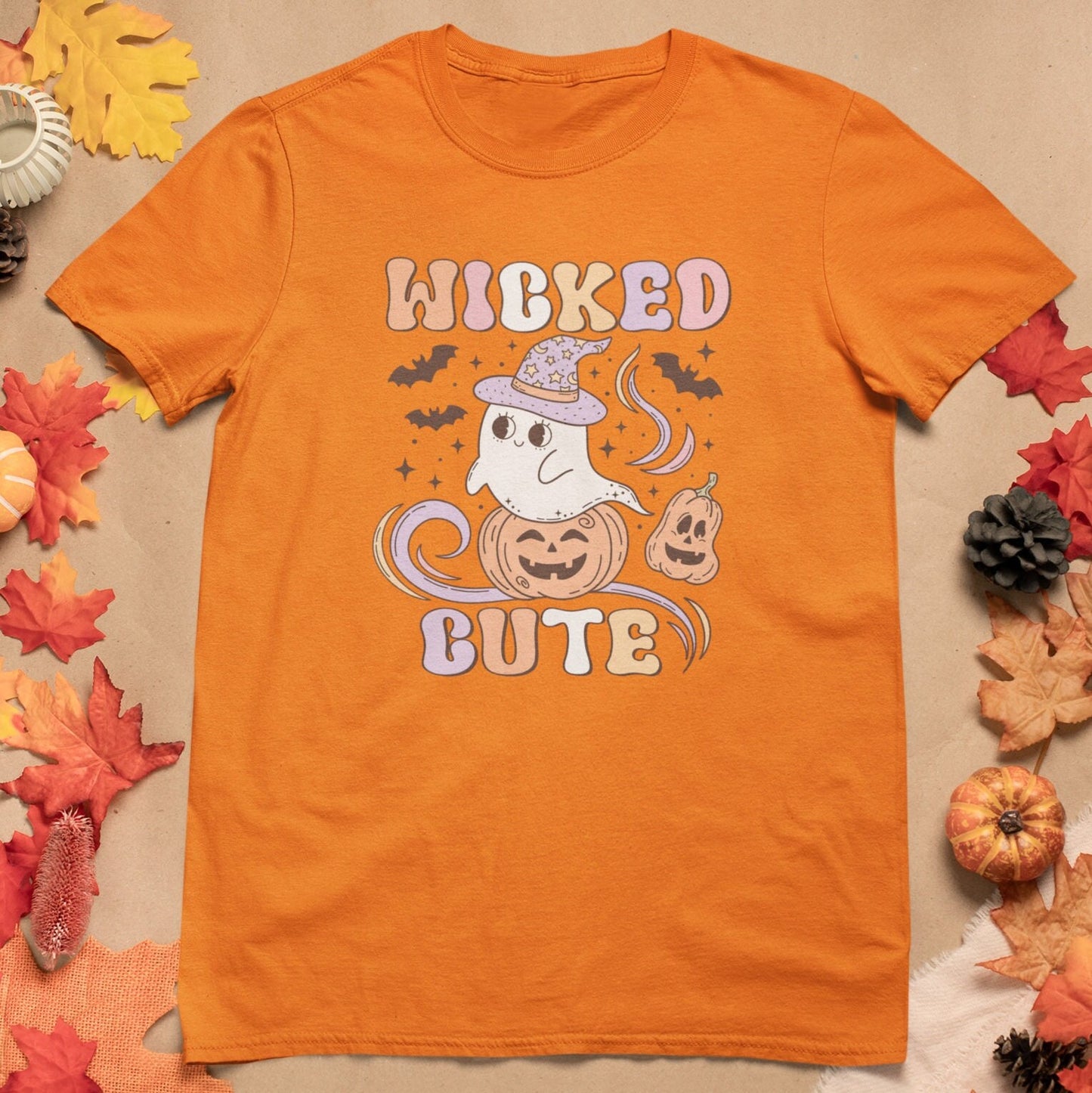 Retro Kids Wicked But Cute Tee, Kids Halloween Shirt, Halloween Part Outfit, Cute Kids Ghost Apparel, Kid Friendly Spooky Shirt