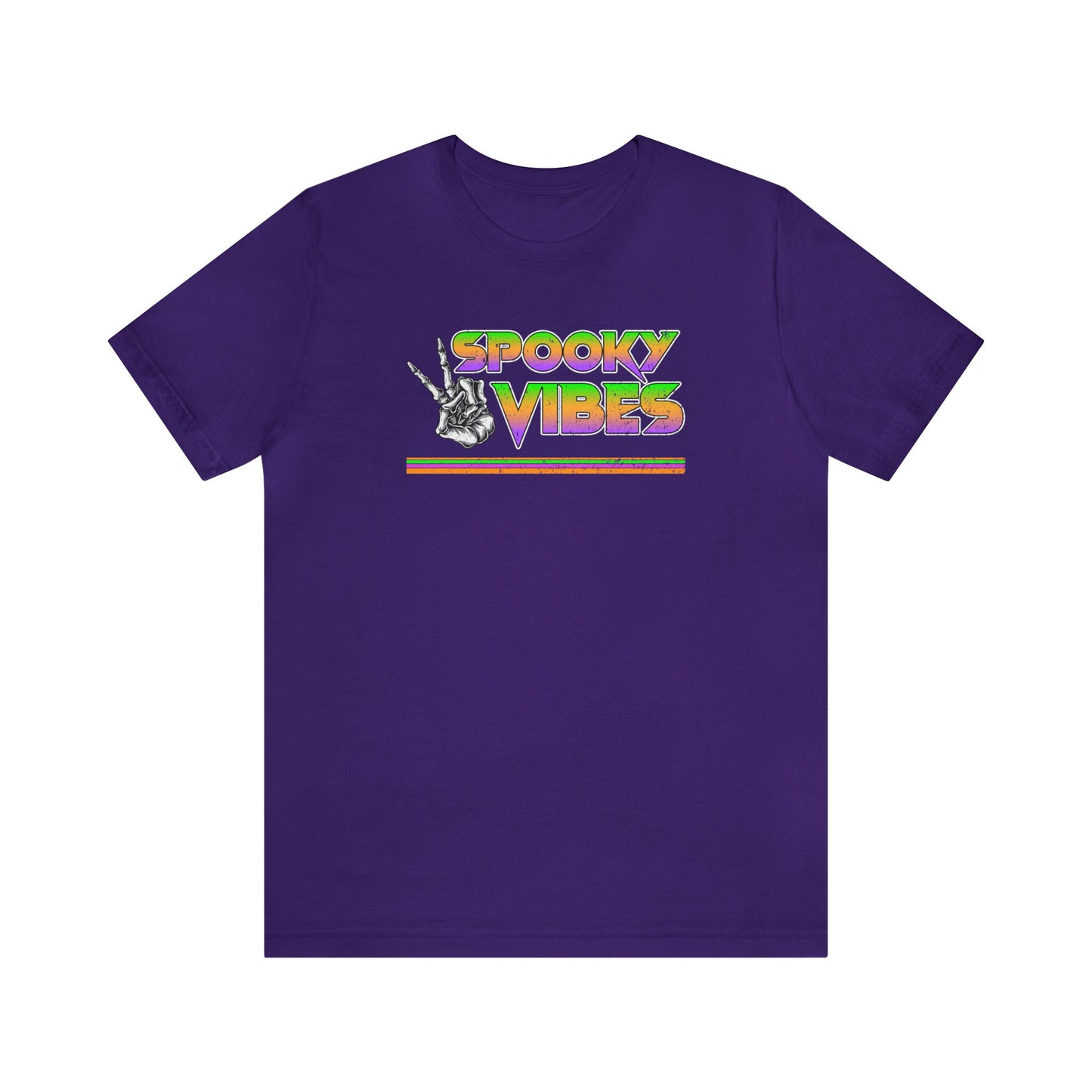 Retro Spooky Vibes Halloween Tee, Retro Halloween tee, Spooky Vibes T-Shirt, Skeleton Hand Peace Sign