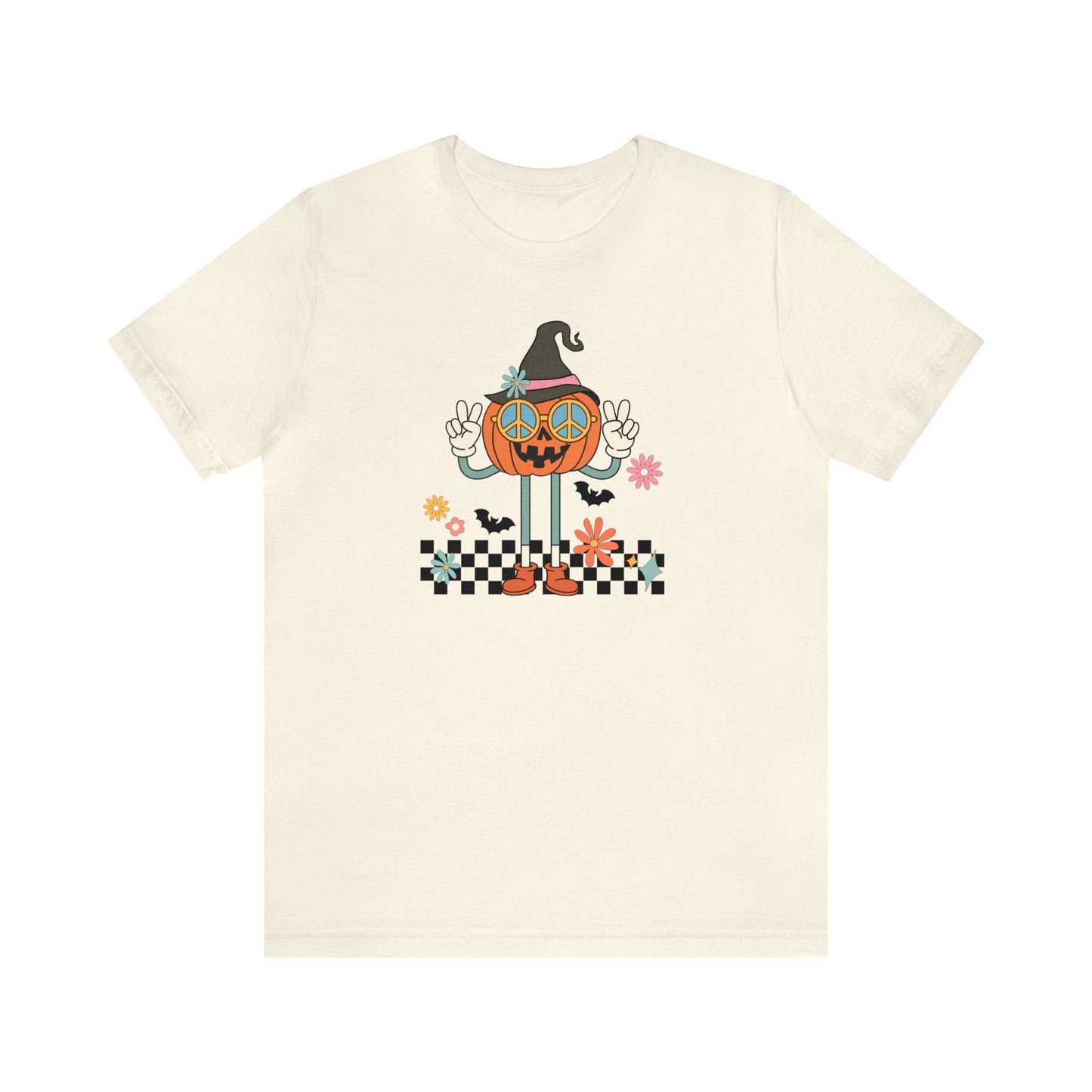 Retro Peace Sign Pumpkin T-Shirt, Nostalgic Halloween Tee, Retro Peaceful Pumpkin Design, Halloween T-Shirt, 70's Inspired Pumpkin Tee,