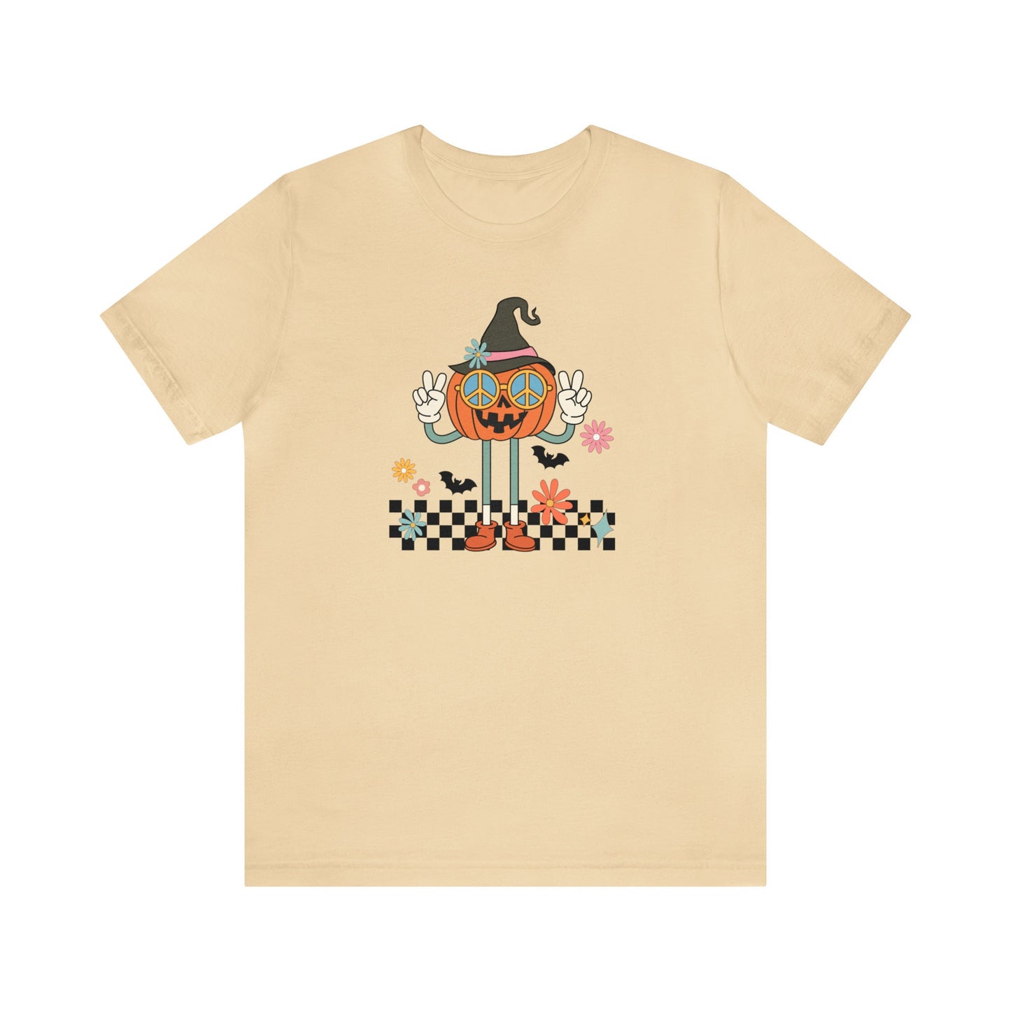 Retro Peace Sign Pumpkin T-Shirt, Nostalgic Halloween Tee, Retro Peaceful Pumpkin Design, Halloween T-Shirt, 70's Inspired Pumpkin Tee,