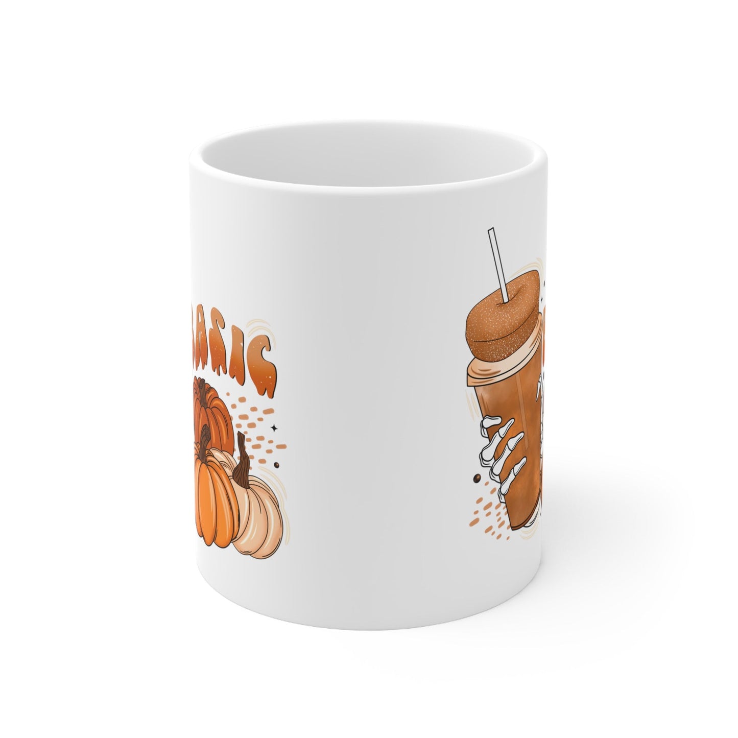 Pumpkin Spice Season Mug, Pumpkin Donut Skull Mug, Pumpkin Spice Vibes, Edgy Halloween Mug, Quirky Seasonal Halloween Mug, Halloween Decor