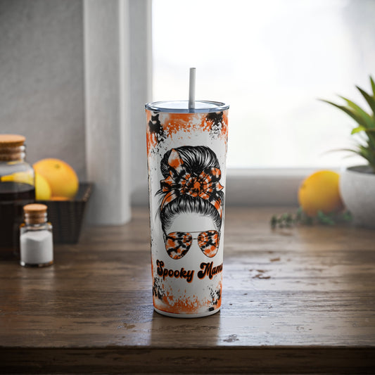 Spooky Mama Halloween Skinny Tumbler with Straw, 20oz
