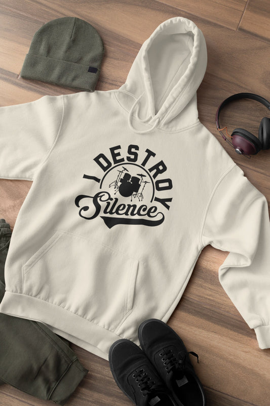 I Destroy Silence Dummer Hoodie, Drummer Hoodie, Musician Hoodie, Drummer Gift Idea, Drummer Christmas and Birthday Gift, Drummer Gear