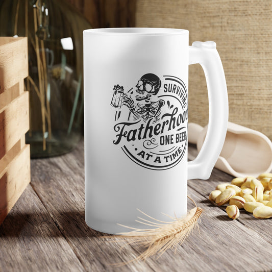 Funny Fatherhood Frosted Glass Beer Mug