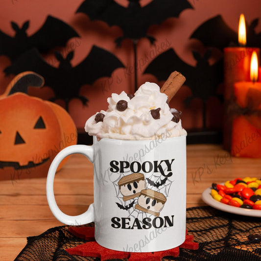 Spooky Season Smores Mug, Spooky Beverage Mug, Ghostly Smores Coffee Mug, Ghostly Smores Collectible, Halloween Coffee Cup, Spooky Themed