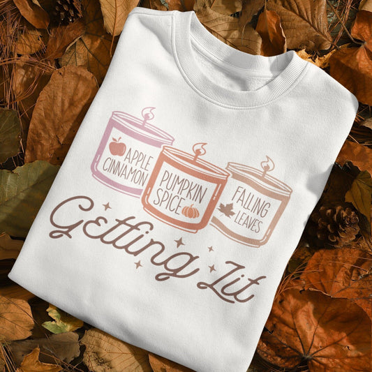 Getting Lit Fall Candle Sweatshirt, Fall Fashion, Cozy Fall Wear, Autumn Apparel, Festive Sweatshirt, Fall Vibes Shirt, Fall Must Have