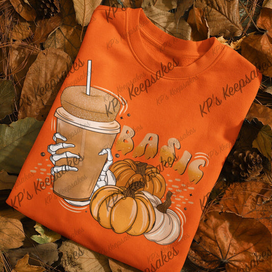 Basic Pumpkin Spice Season Sweatshirt, Fall Vibes Sweatshirt, Unique Graphic Design Shirt, Halloween Sweatshirt, Pumpkin Spice Vibes Shirt