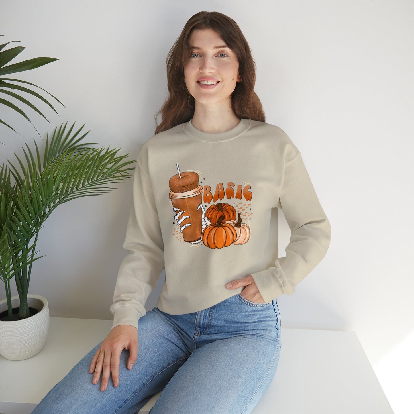 Basic Pumpkin Spice Season Sweatshirt, Fall Vibes Sweatshirt, Unique Graphic Design Shirt, Halloween Sweatshirt, Pumpkin Spice Vibes Shirt